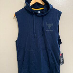 Under Armour Project Rock French Terry Sleeveless Hoodie 1345819-408 Mens S NEW